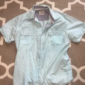 PD&C Light Aqua Short Sleeve Button-Down Shirt